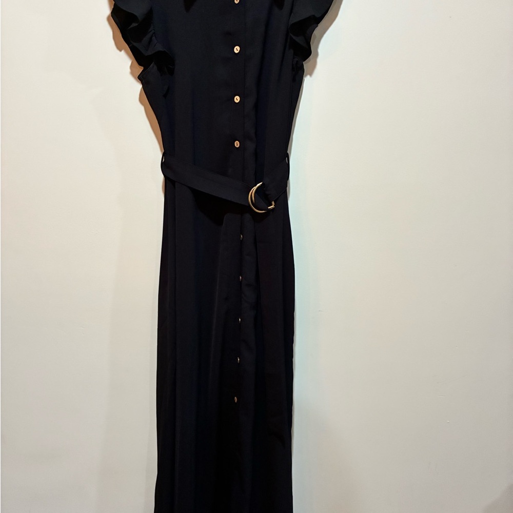 SHEIN Black Ruffled Maxi Dress
